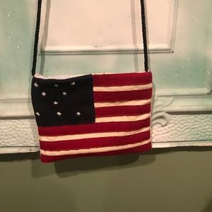 Homemade Stars & Stripes Purse Red White Blue Tan